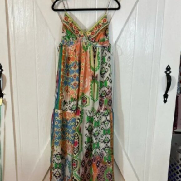 Johnny Was Silk Embroidered Colorful Patterned Maxi Dress - Picture 1 of 6